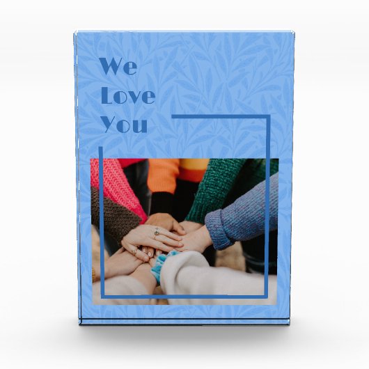 青エレガントカスタムく動く友達への贈り遠くに物 フォトブロック (正面)