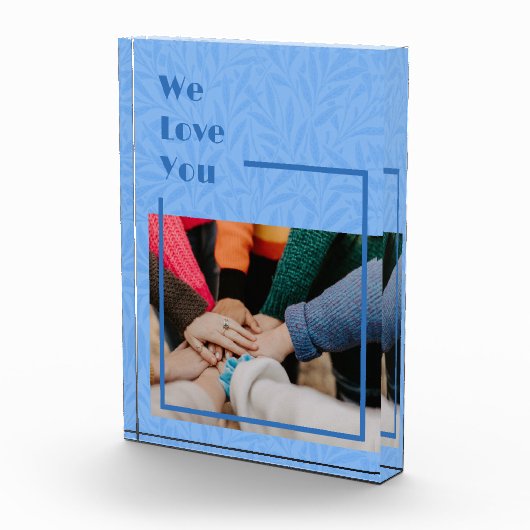 青エレガントカスタムく動く友達への贈り遠くに物 フォトブロック (右)