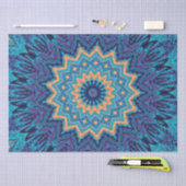 青エレガントカッコいい曼荼羅カーペットパターン 薄葉紙 (クラフト)