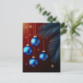 青エレガントクリスマスオーナメント ポストカード (スタンド正面)