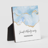 青エレガントクールグリッター付き金ゴールド フォトプラーク (正面)