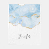 青エレガントクールグリッター付き金ゴールド フリースブランケット (正面)