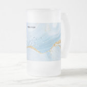 青エレガントクールグリッター付き金ゴールド フロストグラスビールジョッキ (正面右)