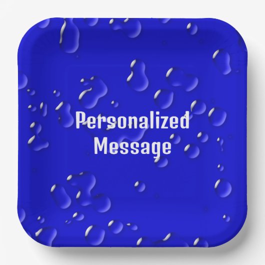 青エレガントクール白い雨が降る ペーパープレート (正面)