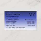 青エレガントグラデーションと椰子の葉（モノグラム） 名刺 (裏面)