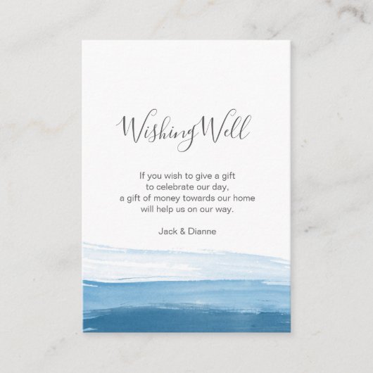 青エレガントグラデーション水色願いウェルカード エンクロージャーカード (正面)