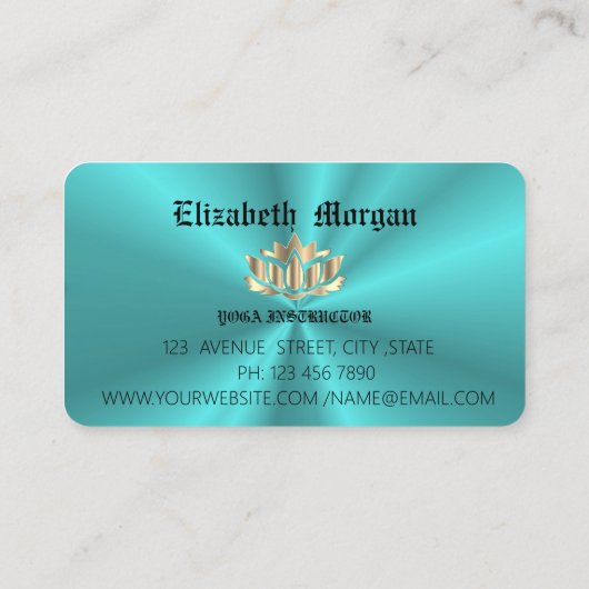 青エレガントグラデーション蓮の花ヨガ 名刺 (裏面)