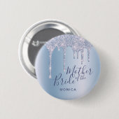 青エレガントグリッターは花嫁の母親をドリップ 缶バッジ (正面&裏面)