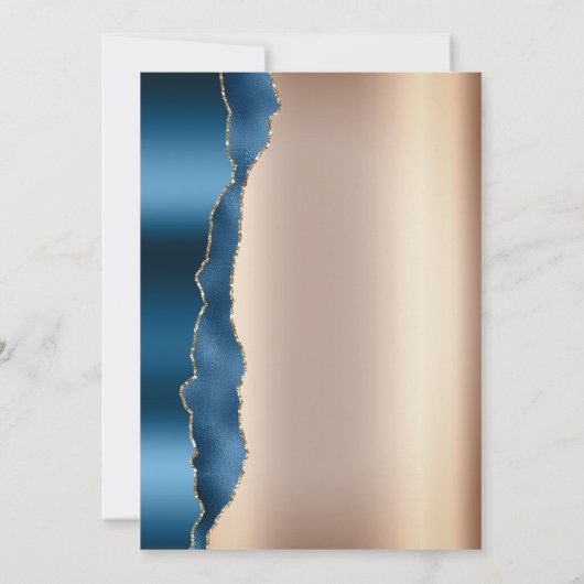 青エレガントグリッタースクリプトブライダルシャワー 招待状 (裏面)