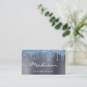 青エレガントグリッタードリップヘアとメイクアップ 名刺 (スタンド正面)