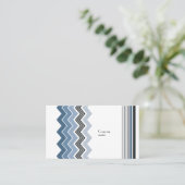 青エレガントジグザグ模様 名刺 (スタンド正面)