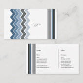 青エレガントジグザグ模様 名刺 (正面/裏面)