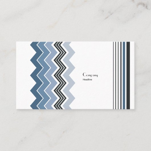 青エレガントジグザグ模様 名刺 (正面)