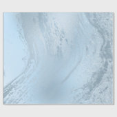 青エレガントスタイリッシュモダングリッター大理石 ラッピングペーパー (フラット)