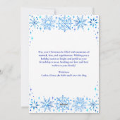 青エレガントスタイリッシュ水色スノーフレーク写真 シーズンカード (裏面)