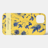 青エレガントスタイリッシュ花マスタード黄フローラ Case-Mate iPhoneケース (裏面 (横))