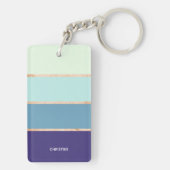 青エレガントストライプの名の女性 キーホルダー (裏面)
