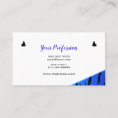 青エレガントゼブラパターンかわいらし蝶シック 名刺 (裏面)