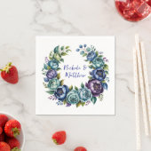 青エレガントターコイズフローラ結婚 スタンダードカクテルナプキン (インサイチュ)