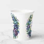 青エレガントターコイズフローラ結婚 紙コップ (右)
