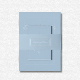 青エレガントダイヤ結婚モンド 招待状ベリーバンド