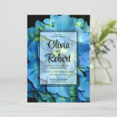 青エレガントティール(緑がかった色)フローラアジサイバラ結婚ズ 招待状 (スタンド正面)