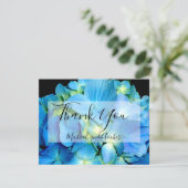 青エレガントティール（緑がかった色）フローラアジサイ青バラ サンキューカード (スタンド正面)