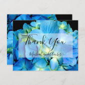 青エレガントティール（緑がかった色）フローラアジサイ青バラ サンキューカード (正面/裏面)