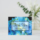 青エレガントティール(緑がかった色)フローラアジサイ青バラ サンキューカード (スタンド正面)