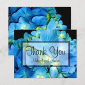 青エレガントティール(緑がかった色)フローラアジサイ青バラ サンキューカード (正面/裏面)