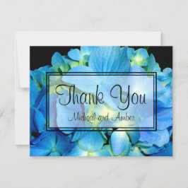 青エレガントティール(緑がかった色)フローラアジサイ青バラ サンキューカード