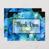青エレガントティール（緑がかった色）フローラアジサイ青バラ サンキューカード (正面/裏面)