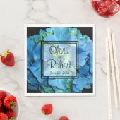 青エレガントティール(緑がかった色)フローラアジサイ青バラ スタンダードランチョンナプキン (インサイチュ)