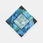 青エレガントティール(緑がかった色)フローラアジサイ青バラ スタンダードランチョンナプキン (角)