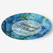 青エレガントティール（緑がかった色）フローラアジサイ青バラ ペーパープレート (アングル)