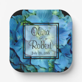 青エレガントティール(緑がかった色)フローラアジサイ青バラ ペーパープレート