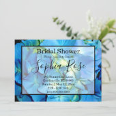 青エレガントティール（緑がかった色）フローラアジサイ青バラ 招待状 (スタンド正面)