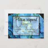青エレガントティール(緑がかった色)フローラアジサイ青バラRSVP 出欠カード (正面)