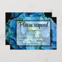 青エレガントティール(緑がかった色)フローラアジサイ青バラRSVP 出欠カード