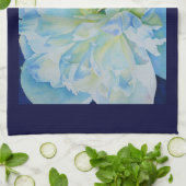 青エレガントティール(緑がかった色)フローラ水色 キッチンタオル (折り畳み)