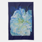 青エレガントティール(緑がかった色)フローラ水色 キッチンタオル (縦)