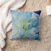 青エレガントティール(緑がかった色)フローラ水色 クッション (ブランケット)