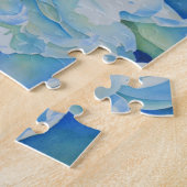 青エレガントティール（緑がかった色）フローラ水色 ジグソーパズル (側面)