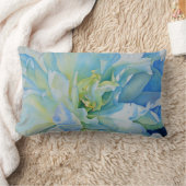 青エレガントティール（緑がかった色）フローラ水色 ランバークッション (ブランケット)