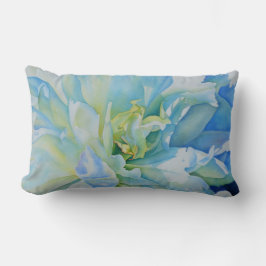 青エレガントティール(緑がかった色)フローラ水色 ランバークッション