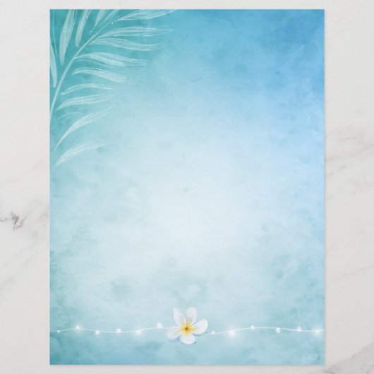 青エレガントティール（緑がかった色）水彩ビーチ文房具 (裏面)