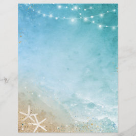 青エレガントティール(緑がかった色)水彩ビーチ文房具