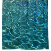 青エレガントティール(緑がかった色)水模様海湖 シャワーカーテン (正面)