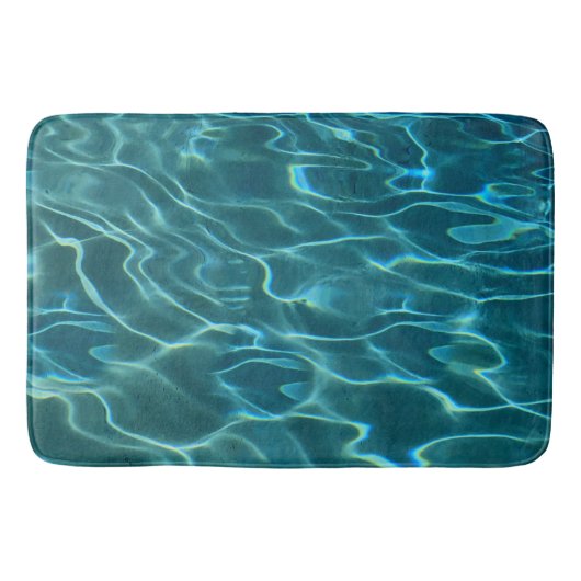 青エレガントティール(緑がかった色)水模様海湖 バスマット (正面)
