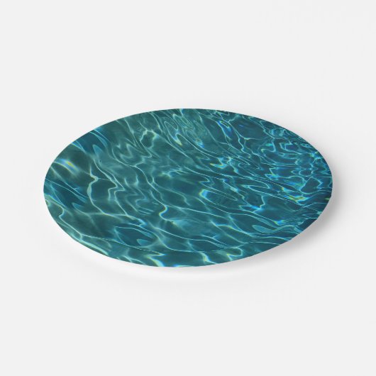 青エレガントティール(緑がかった色)水模様海湖 ペーパープレート (アングル)
